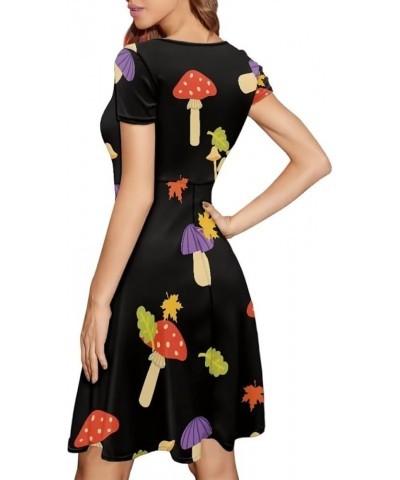 A Line Wedding Guest Dresses for Women with Sleeves Party Elegant Casual Dresses Cute Mushroom Print $10.08 Dresses