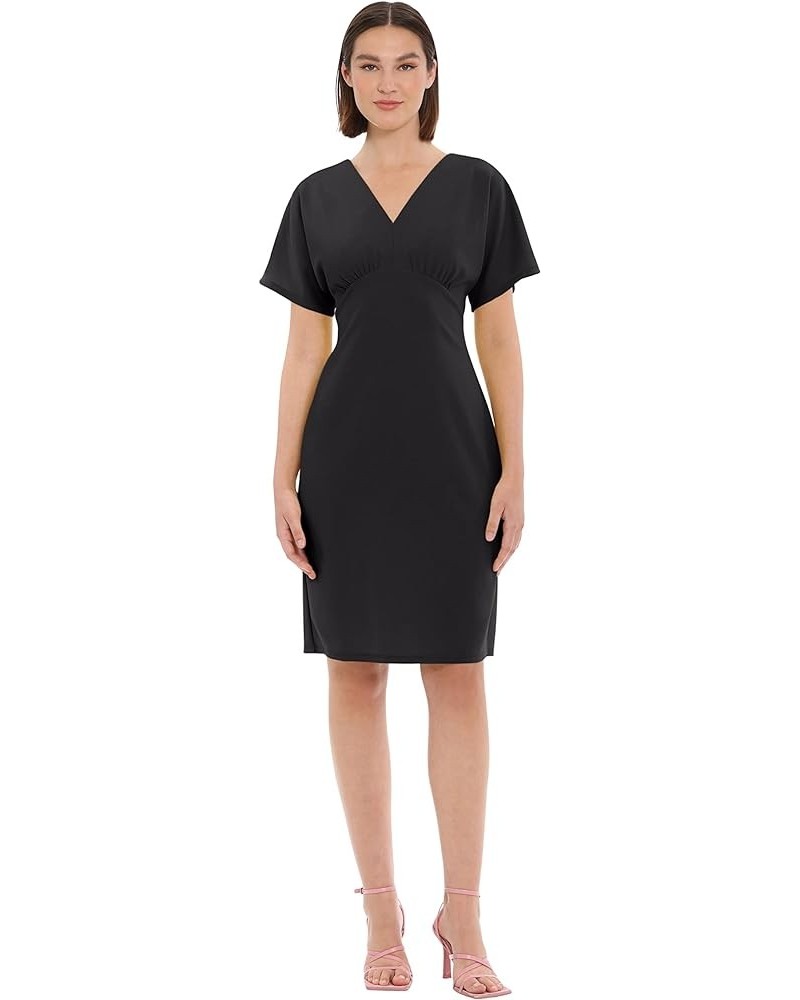 Women's Short Sleeve V-Neck Empire Waist Knee Length Dress Workwear Office Desk to Dinner Guest of Black $11.66 Dresses