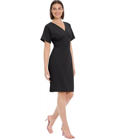 Women's Short Sleeve V-Neck Empire Waist Knee Length Dress Workwear Office Desk to Dinner Guest of Black $11.66 Dresses