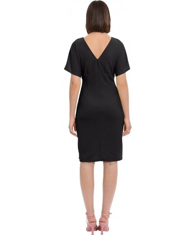 Women's Short Sleeve V-Neck Empire Waist Knee Length Dress Workwear Office Desk to Dinner Guest of Black $11.66 Dresses