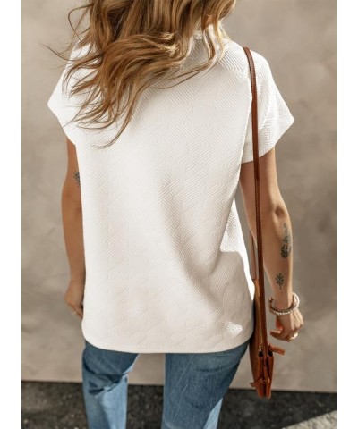 Women's Polo Shirts Casual Collared Short Sleeve Shirt Loose V Neck Tunic Tops B White $11.48 Shirts