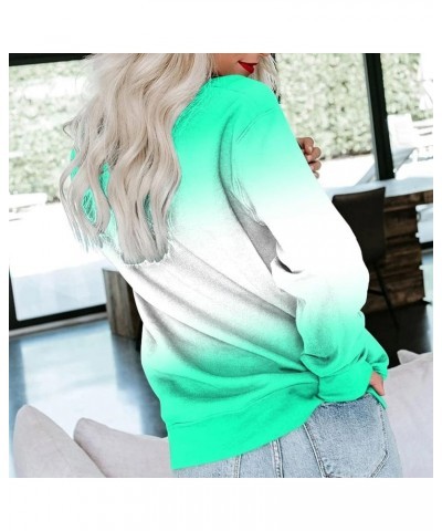 Fall Long Sleeve Sweatshirt Women's Solid/Fade Color Loose Tops Crewneck Pullover Hoodies Sporty Trendy Sweatshirts E-green $...