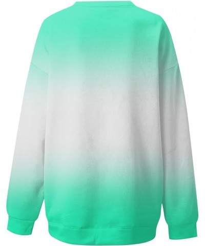 Fall Long Sleeve Sweatshirt Women's Solid/Fade Color Loose Tops Crewneck Pullover Hoodies Sporty Trendy Sweatshirts E-green $...