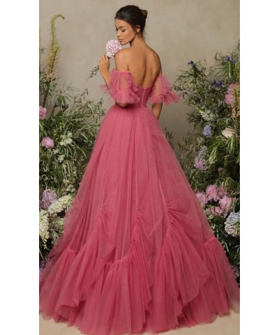 Off Shoulder Tulle Ball Gown Long Puffy Short Sleeve Prom Dresses Sweetheart Ball Gown Formal Dress for Women Black $45.45 Ot...