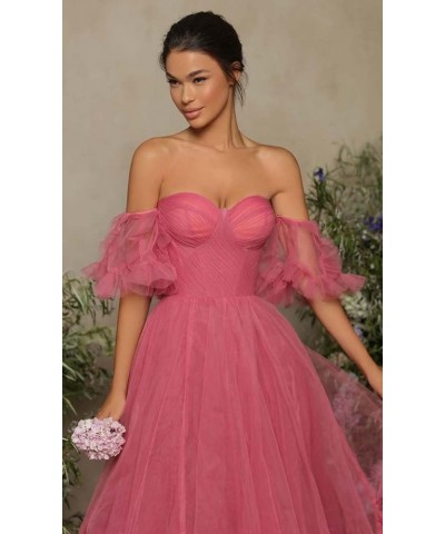 Off Shoulder Tulle Ball Gown Long Puffy Short Sleeve Prom Dresses Sweetheart Ball Gown Formal Dress for Women Black $45.45 Ot...