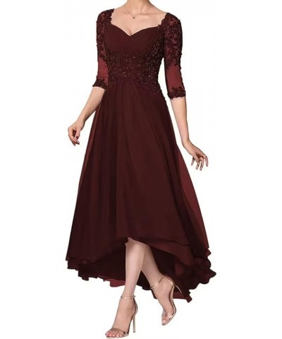 Lace Appliques Mother of The Bride Dresses for Wedding Chiffon Formal Evening Gown Wedding Guest Gown Burgundy $40.54 Dresses