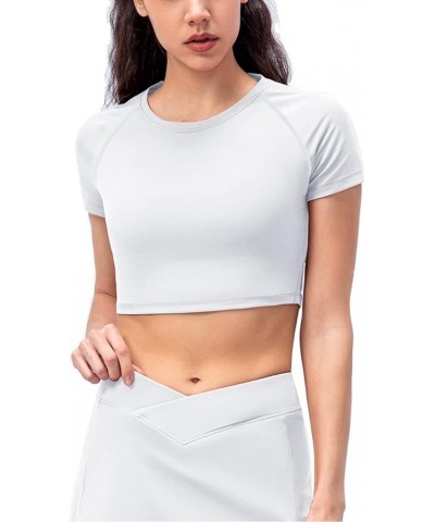 Women's Sports Fitness Basic Short Sleeve T-Shirts Compression Running Crop Tops 2241 White $7.94 Shirts