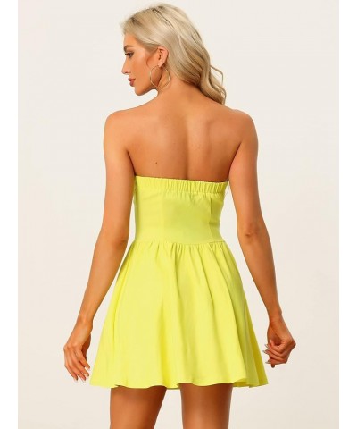 Women's Sexy Strapless Party Dress St. Patrick's Day Sweetheart Neck Off Shoulder Sleeveless Mini Dress Yellow $25.19 Dresses