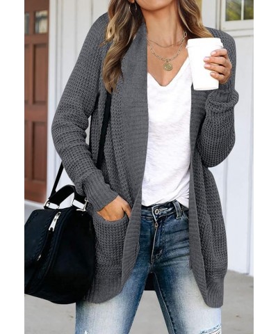 Womens Long Sleeve Open Front Cardigans Chunky Knit Draped Sweaters Outwear Dark Grey $25.64 Sweaters