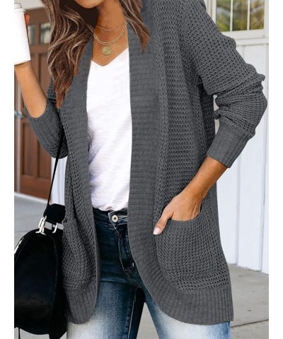 Womens Long Sleeve Open Front Cardigans Chunky Knit Draped Sweaters Outwear Dark Grey $25.64 Sweaters