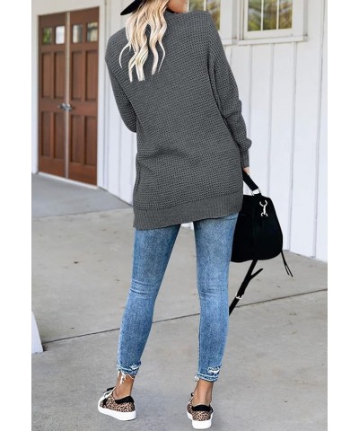 Womens Long Sleeve Open Front Cardigans Chunky Knit Draped Sweaters Outwear Dark Grey $25.64 Sweaters