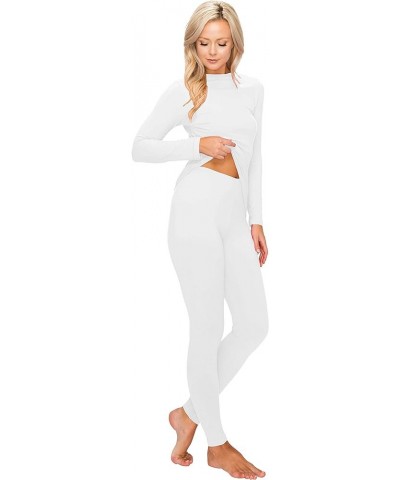 Women's Thermal Underwear Set - Fleece Lined Premium Soft Winter Warm Long Johns Base Layer Thermal Wear Otrl1006set / White ...