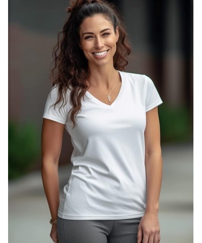 Womens Running Shirts Quick Dry Short Sleeve Workout Yoga Tops V Neck Athletic Tees Sports Exercise Wicking T-Shirt Off White...