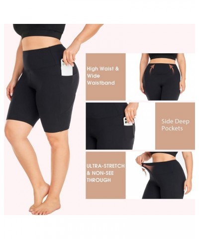 3 Pack Plus Size Biker Shorts for Women(1X-4X)-High Waisted Non-See Through Workout Super Soft Black Yoga Shorts 7-3 Pack Bla...