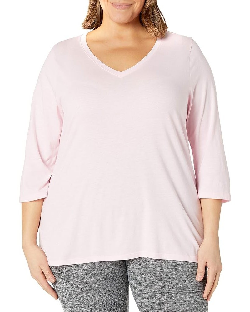 Size Women's Plus Sizeflowy 3/4 Sleeve V-Neck Top Paleo Pink $14.30 Shirts