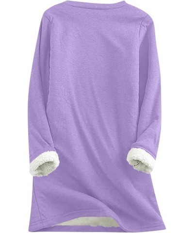 Fleece Sweatshirts for Women Sherpa Lined Fuzzy Soft Funny Sayings Winter Shirts Round Neck Thermal Cute Long Tops Purple $7....