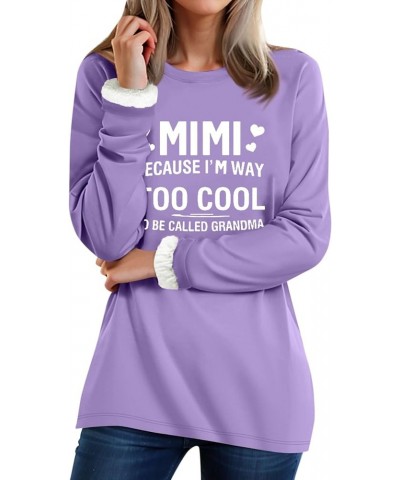 Fleece Sweatshirts for Women Sherpa Lined Fuzzy Soft Funny Sayings Winter Shirts Round Neck Thermal Cute Long Tops Purple $7....