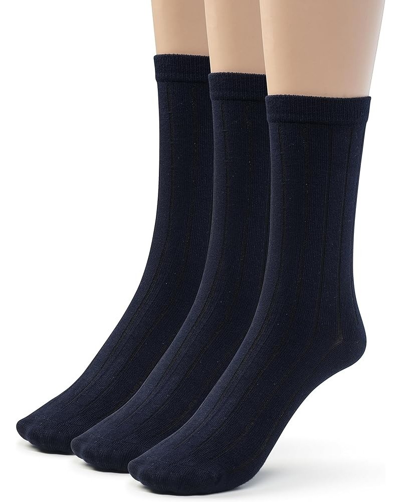 Rayon from Bamboo Seamless Crew Socks for Boys Girls, 3 or 6 Pk Everyday School Uniform Socks Dark Navy $10.54 Socks