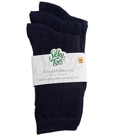 Rayon from Bamboo Seamless Crew Socks for Boys Girls, 3 or 6 Pk Everyday School Uniform Socks Dark Navy $10.54 Socks