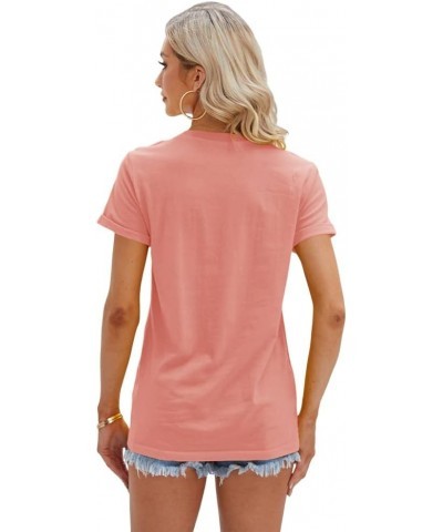 Women's T Shirts Short Sleeve Tees Sunflower Graphic Loose Summer Tops Pink $11.00 T-Shirts