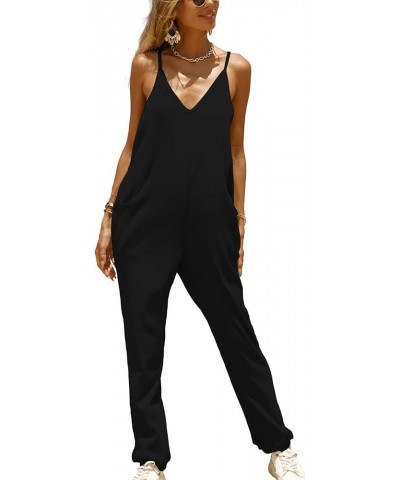 Women's Casual Loose Sleeveless Jumpsuit Stretchy One Piece Straps Romper for Women Black $20.29 Jumpsuits