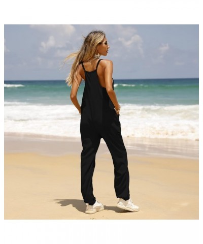 Women's Casual Loose Sleeveless Jumpsuit Stretchy One Piece Straps Romper for Women Black $20.29 Jumpsuits