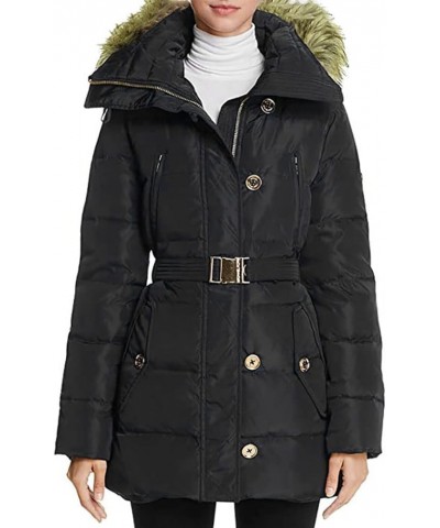 MICHAEL Women's Mid-length Down Coat with Belt Black $65.42 Jackets