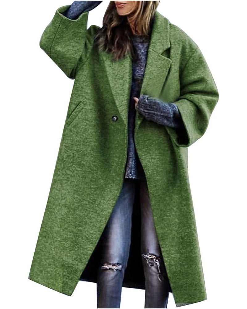 Women's Trench Coat 2023 Fall Winter Trendy Plus Size Overcoat Classic Lapel Open Front Cardigan Wool Outwerar M-4XL Green $1...