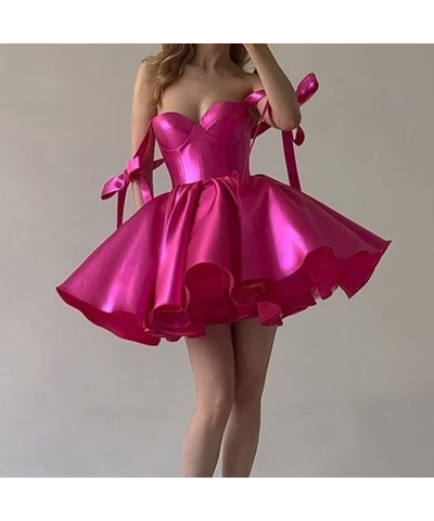 Homecoming Dresses Short Prom Dresses for Teens 2024 A Line Sparkly Satin Sweetheart Cocktail Dress with Bow Black Brown $27....