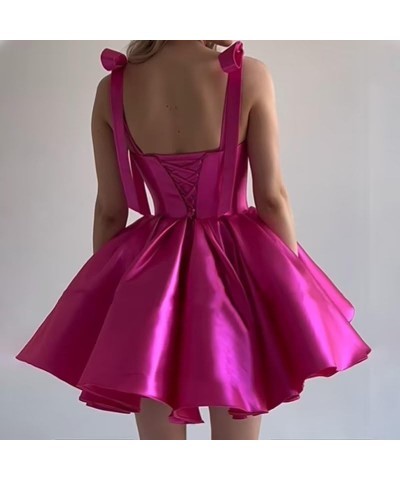 Homecoming Dresses Short Prom Dresses for Teens 2024 A Line Sparkly Satin Sweetheart Cocktail Dress with Bow Black Brown $27....