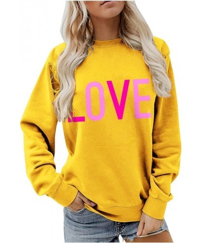 Valentines Day Sweatshirt for Women Funny Love Heart Print Crewneck Shirts 2024 Trendy Casual Long Sleeve Pullover Top A04-ye...