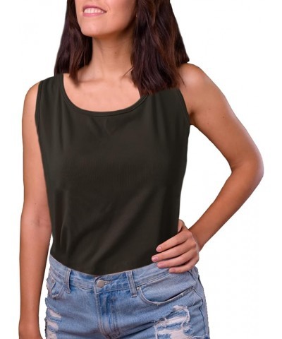 Women Tank Tops Summer Sleeveless Basic Cami Top High Neck Scoop Neck Ribbed Racerback Tops Blouses Black2 $7.94 Tanks