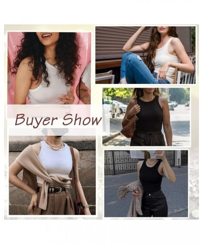 Women Tank Tops Summer Sleeveless Basic Cami Top High Neck Scoop Neck Ribbed Racerback Tops Blouses Black2 $7.94 Tanks