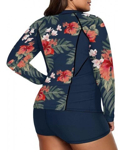 Women's Long Sleeve Sun Protection Rashguard Swimwear Athletic Tankini Print Floral $16.00 Swimsuits