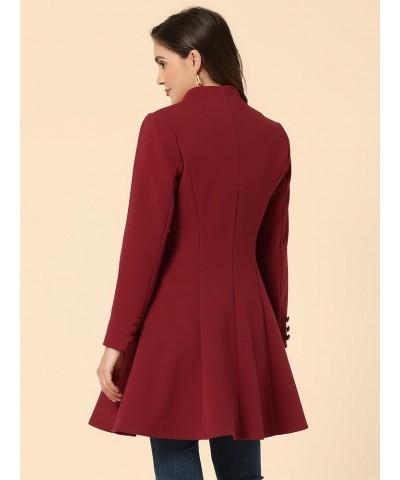 Women's Single Breasted Long Sleeve Mid-Long Winter Coat Dark Red $28.40 Coats