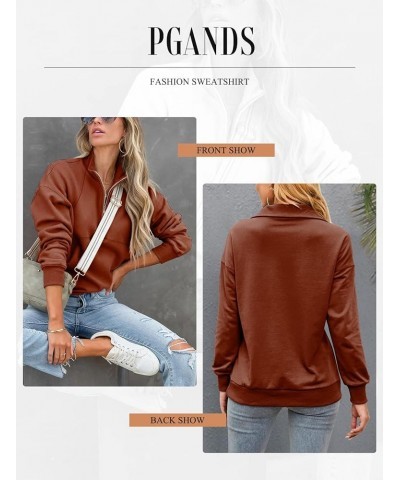 Women's Casual Long Sleeve Half Zip Up Sweatshirt Hoodies Lapel Plain Stylish Loose Pullover Tops for Leggings A- Caramel $18...