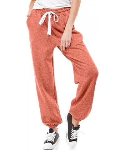 Women's High Waisted Sporty Gym Athletic Fit Jogger Sweatpants and Loose fit Lounge Trousers Made in USA… Deep Coral $10.31 A...