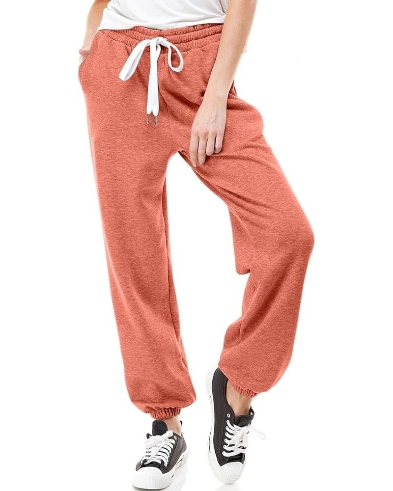 Women's High Waisted Sporty Gym Athletic Fit Jogger Sweatpants and Loose fit Lounge Trousers Made in USA… Deep Coral $10.31 A...