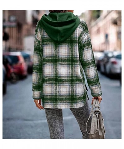 Women's Plaid Patchwork Hooded Sweatshirts Trendy Fall Tops Color Block Split Front Pullover Sweatshirt Green $14.08 Hoodies ...