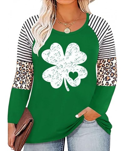 Women Plus Size St. Patrick's Day Shirt Lucky Shamrock Tees Green Heart Tshirt Irish Clover Tops Green $12.99 Tops