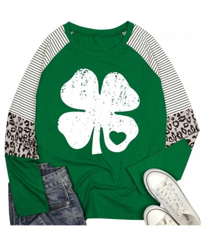 Women Plus Size St. Patrick's Day Shirt Lucky Shamrock Tees Green Heart Tshirt Irish Clover Tops Green $12.99 Tops