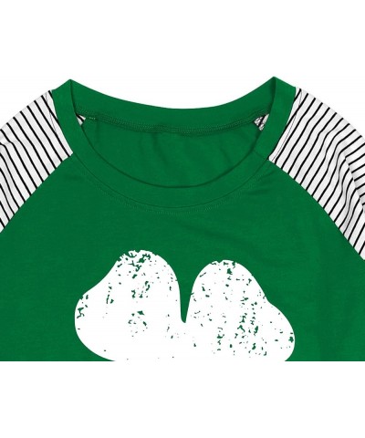 Women Plus Size St. Patrick's Day Shirt Lucky Shamrock Tees Green Heart Tshirt Irish Clover Tops Green $12.99 Tops