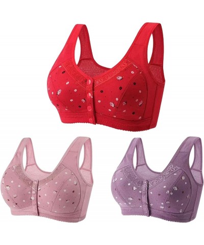 Daisy Bras for Women Front Closure Underwear Comfortable Push Up Breathable Bralettes No Underwire Lace Bra for Older Women J...