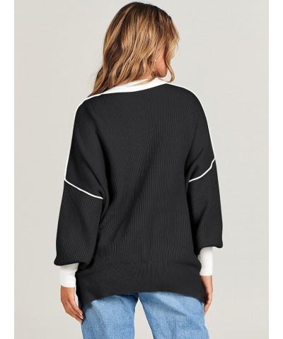 Oversized Sweaters for Women Fall 2023 Crewneck Batwing Long Sleeve Side Slit Knit Pullover Sweater Tops Jumper Black $19.20 ...