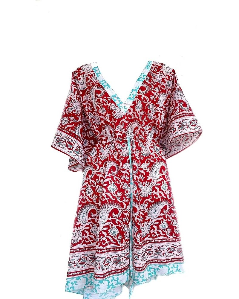 Women's Kaftan Pure Cotton Hand Block Printed for Swimsuit & Cover-up Kaftan-2 $18.82 Swimsuits