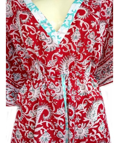 Women's Kaftan Pure Cotton Hand Block Printed for Swimsuit & Cover-up Kaftan-2 $18.82 Swimsuits