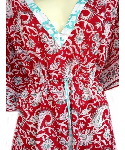 Women's Kaftan Pure Cotton Hand Block Printed for Swimsuit & Cover-up Kaftan-2 $18.82 Swimsuits