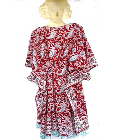 Women's Kaftan Pure Cotton Hand Block Printed for Swimsuit & Cover-up Kaftan-2 $18.82 Swimsuits