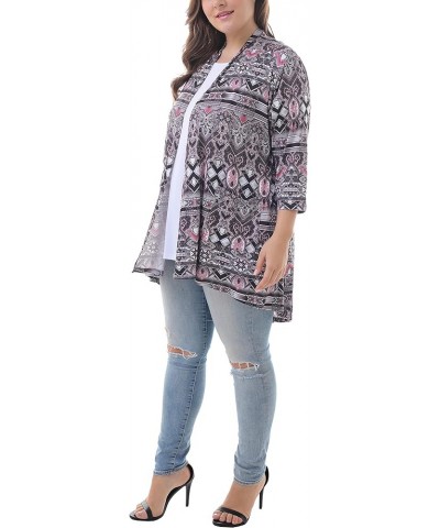 Women's Plus Size 3/4 Sleeve Lightweight Soft Printed Drape Cardigan with Pockets 101 $12.32 Sweaters