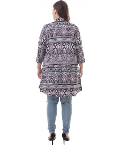 Women's Plus Size 3/4 Sleeve Lightweight Soft Printed Drape Cardigan with Pockets 101 $12.32 Sweaters